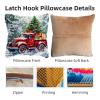 DIY Latch Hook Pillow Kits Red Truck with Christmas Tree Printed Pillowcase Crochet Yarns Hooking Handmade Pillow Cover Cushion for Home Sofa Decoration 17x17inch-2 view 3