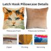 DIY Latch Hook Pillow Kits Cat Face Printed Pillowcase Crochet Yarns Hooking Handmade Pillow Cover Cushion for Home Sofa Decoration 17x17inch-1 view 3