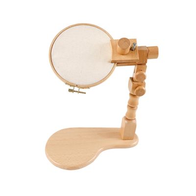 BEBEMOKO Embroidery Supplies Wooden Hoop Stand Desk Embroidery Frame Easy Install Buckle for DIY Craft