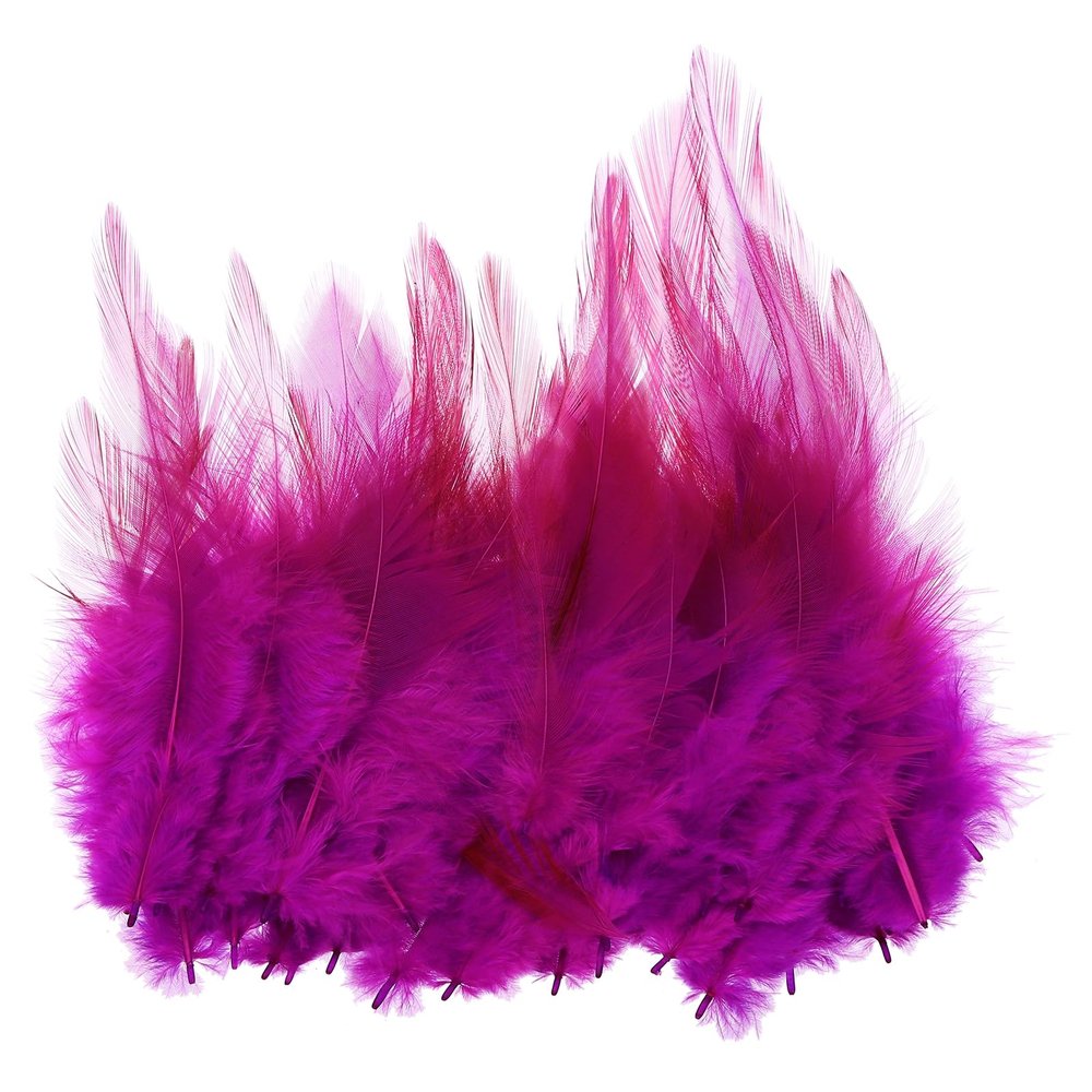 PATIKIL 3-5 Inch Rooster Feathers, 200 Pack Bulk Natural Feathers for Crafts Colorful Fluffy Craft Feathers for Dream Catcher Handwork Clothing Costumes Wedding, Rose Red