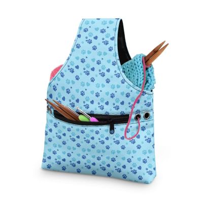 Yorfeemge Yarn Bag, Dog Paw Heart Yarn Storage Bag,Lightweight Travel Knitting Wrist Bag for Knitting Needle, Knitting Kit for Valentine's Day
