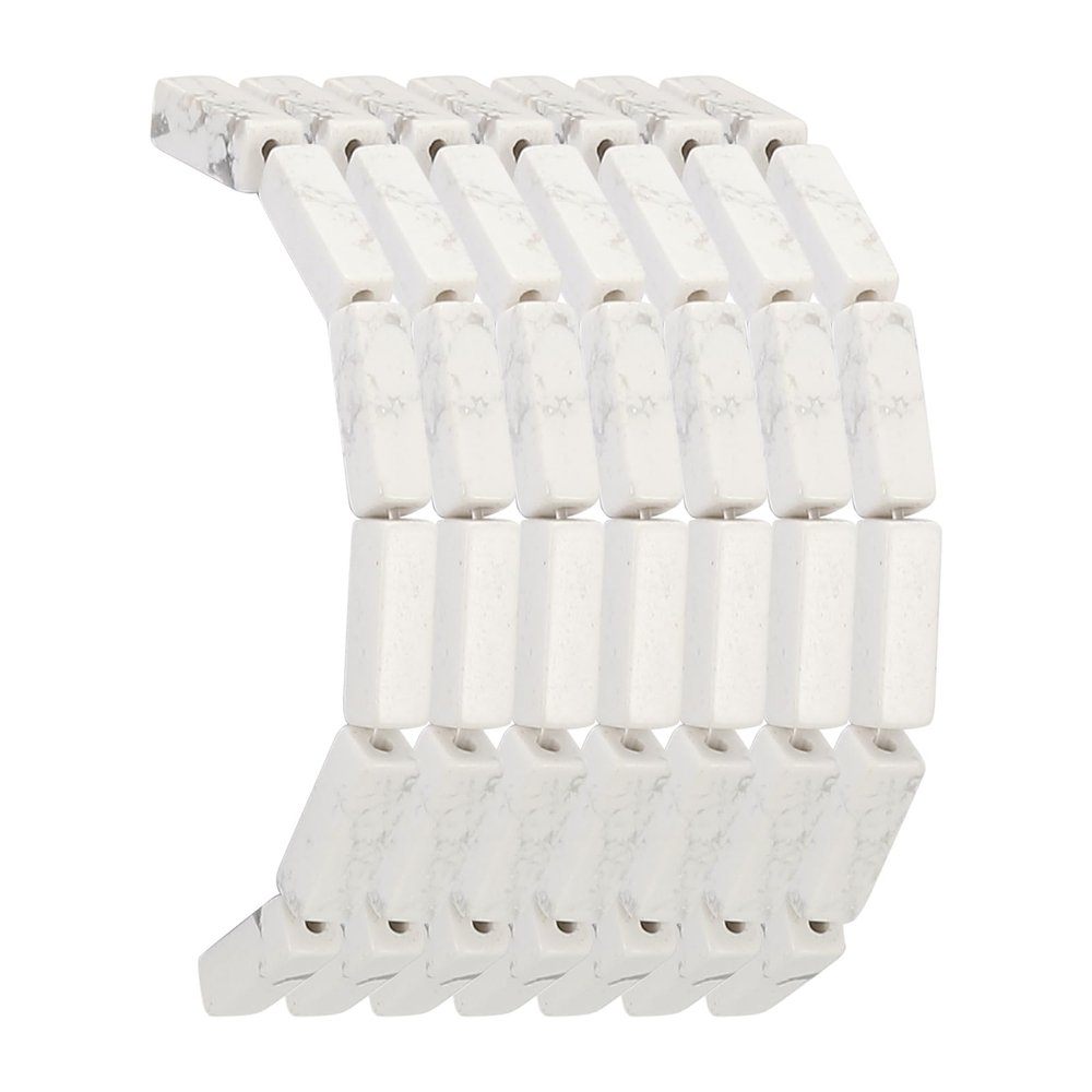 PATIKIL Natural Rectangle Tube Beads, 15 Inch Cylinder Loose Column Gemstone Spacer Beads Crystal Stones, White, 29 Beads