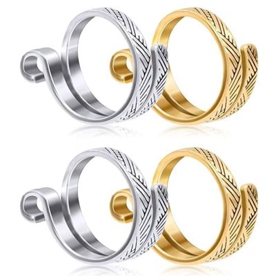 4 Pcs Adjustable Knitting Loop Crochet Loop Rings Metal Yarn Guide Finger Holders Knitting Thimbles For Knitting Craft