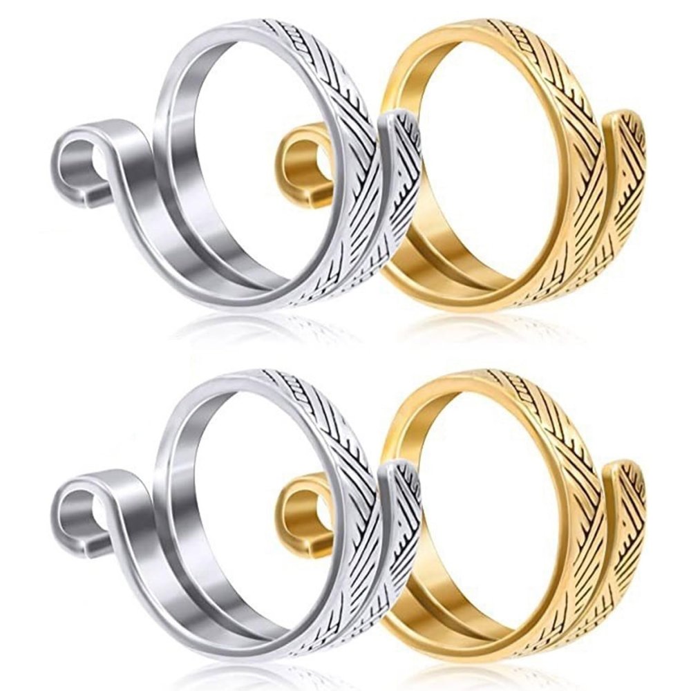 4 Pcs Adjustable Knitting Loop Crochet Loop Rings Metal Yarn Guide Finger Holders Knitting Thimbles For Knitting Craft