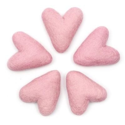 Glaciart One Felted Hearts - 4 (5 Pcs) - Needle Felting - Needle Felting & Essential Oils Ready - Handmade in Nepal Using 100% Natural New Zealand Wool, for Art Projects & Valentines Decor