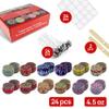 MENDELEEV STYLE Candle Tin 4.5 Oz Set 24 pcs Patterns Empty Candle Tins Candle Jars for Candle Making with Wicks, Wick Holders& Stickers + Beautiful Gift Wrap Box view 2