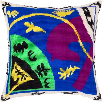 Brvsk Abstract Needlepoint Kit for Adults and Beginners The Horse, Rider, and Clown by Henri Matisse 1616 with Clear, Precise Printed Design on Cotton Canvas; Includes Needles and Yarn