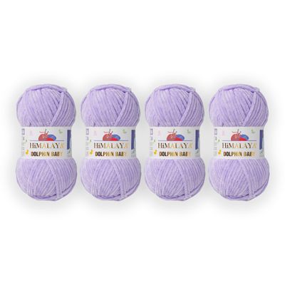 4 Skein/Pack Himalaya Dolphin Baby Chenille Yarn, Each Ball 100 gr (3.5 oz), 120 m (132 Yards), 100% Polyester, Super Bulky Baby Blanket Velvet Amigurumi Yarn, 80305 - Lavender