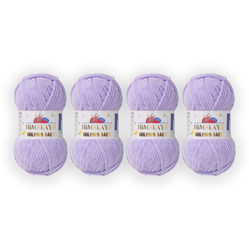 4 Skein/Pack Himalaya Dolphin Baby Chenille Yarn, Each Ball 100 gr (3.5 oz), 120 m (132 Yards), 100% Polyester, Super Bulky Baby Blanket Velvet Amigurumi Yarn, 80305 - Lavender