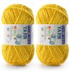2 Pac Chenille Yarn for Crocheting - Blanket Yarn for Crocheting - Fluffy Yarn for Crochet, Baby Yarn for Crocheting Soft Blankets Weight Per Roll 50g/1.76oz, Length 60m/65yard (Golden Yellow) view 1
