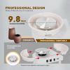 25CM Pottery Wheel Forming Machine, Extremely Variable Speed Pottery Wheel, 350W Electric DIY Clay Tool with Foot Pedal and Detachable Basin for Ceramic Work Art Craft, White view 2