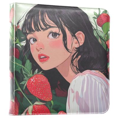 KJIZMO Strawberry Anime Photo Album for Family Wedding Picture Anniversary 3-Ring DIY Picture Book Leather Cover Photo Album Self-Stick Scrapbook