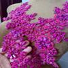 1 Pair 13x34cm Wedding Dress Decorations Applique Lace Patches Sewing with Loose Rhinestone Beads Stones Sew on Lace Sequins for Party Dance Clothing Accessories Prom DIY (deep Pink) view 2