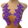 1 Pair 13x34cm Wedding Dress Decorations Applique Lace Patches Sewing with Loose Rhinestone Beads Stones Sew on Lace Sequins for Party Dance Clothing Accessories Prom DIY (deep Purple) view 1