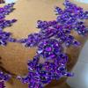 1 Pair 13x34cm Wedding Dress Decorations Applique Lace Patches Sewing with Loose Rhinestone Beads Stones Sew on Lace Sequins for Party Dance Clothing Accessories Prom DIY (deep Purple) view 3