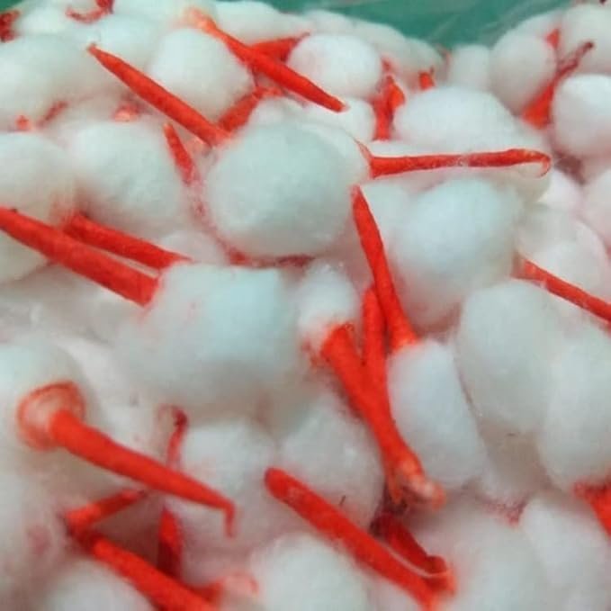 Cotton Wicks for Diya, Round Shape Handmade Ghee Wick for Puja, Long Diya Phool Batti for Deepam Pack of 100