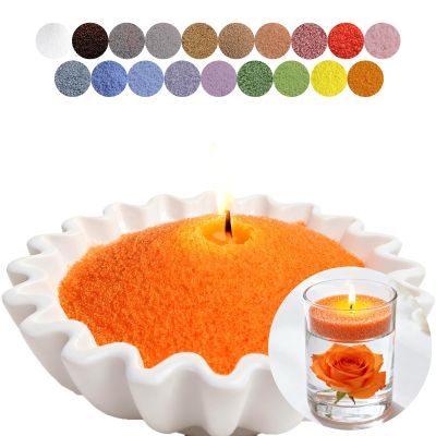 Aufien Candle Sand with Wicks, 21.4 Oz Pearled Candle, DIY Bead Powder Sand Wax Making kit Refillable Non Toxic for Handmade, Mother's Day Wedding and Halloween Christmas Decorations Orange