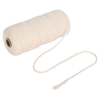 Single Strand Macrame Cord 3 mm 100m Strand Cotton Cord for Macrame Art, Strong Cotton String, Cotton Macrame Rope Yarn, Thick Cotton Cord for Wall Hangings, Plant Hangers