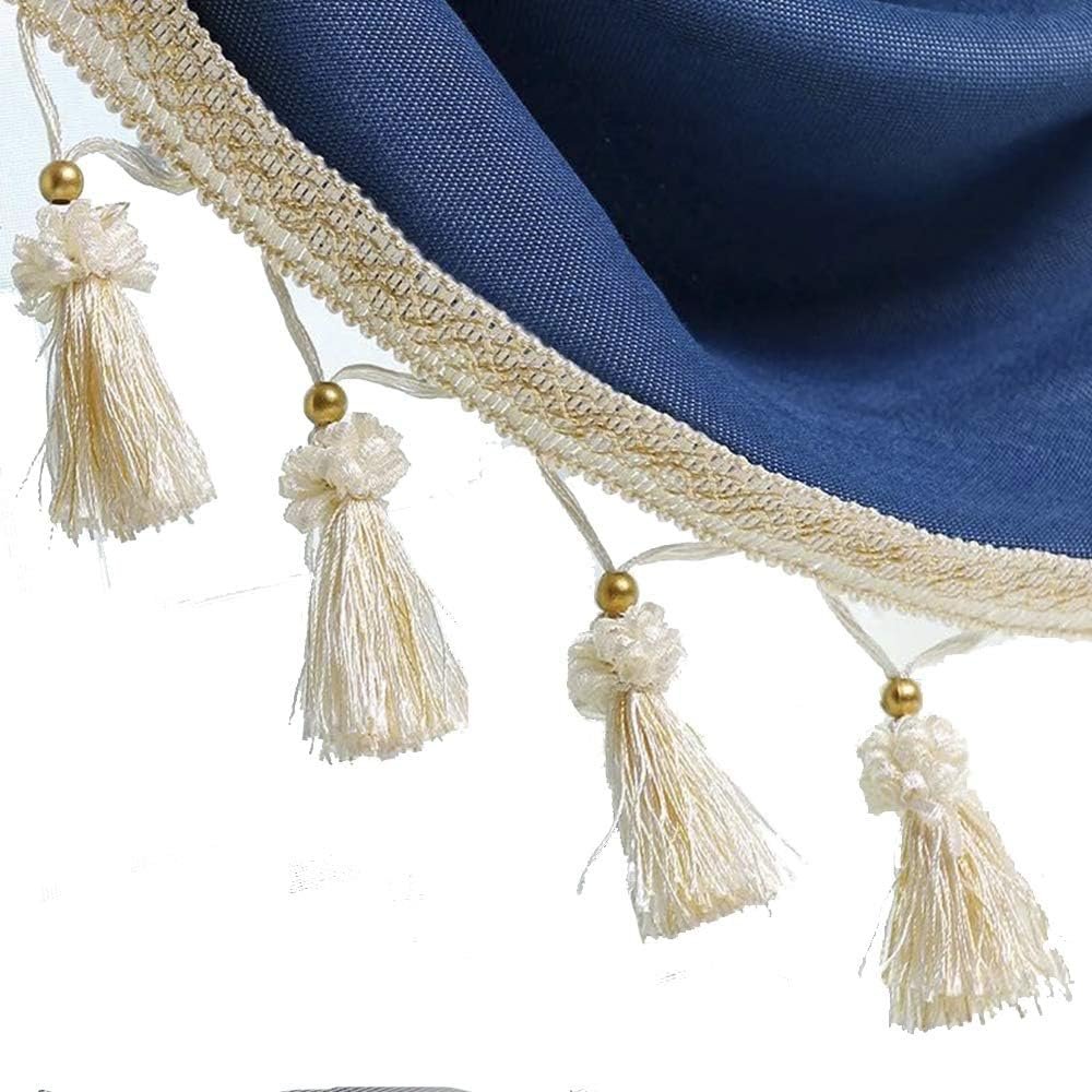 Fringe Trim Tassel,Crystal Beaded Pendant Tassel, for Curtain Clothing Decorative Sewing Supplies(Dark Yellow)