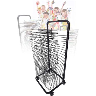 DEGQSTPC Art Drying Rack, Mobile Art Drying Rack with Wire Shelves for Works of Art, Art Studio, Black Powder Coated FinishIdeal for Schools and Art Clubs(25-Layer)