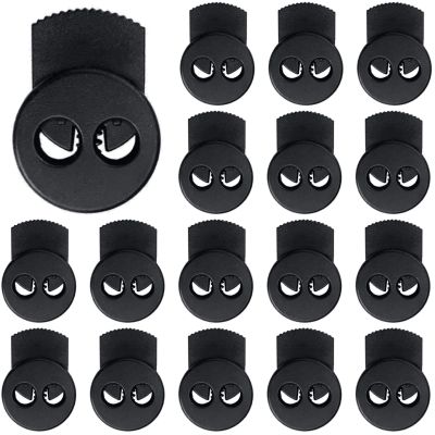 100-Pack Double Hole Cord Lock Toggles, Plastic Spring Fasteners for Drawstring, Clothing, Shoelace