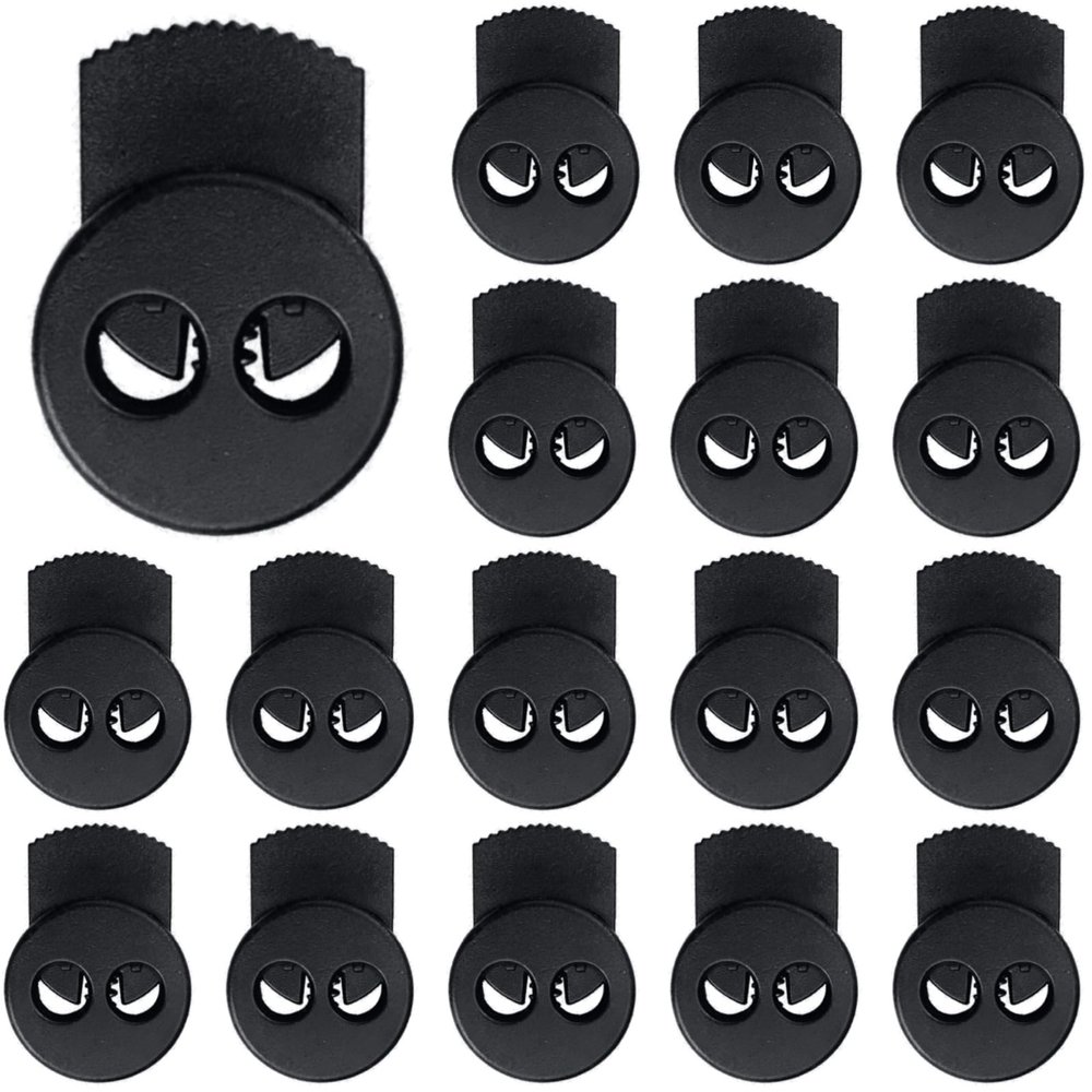 100-Pack Double Hole Cord Lock Toggles, Plastic Spring Fasteners for Drawstring, Clothing, Shoelace