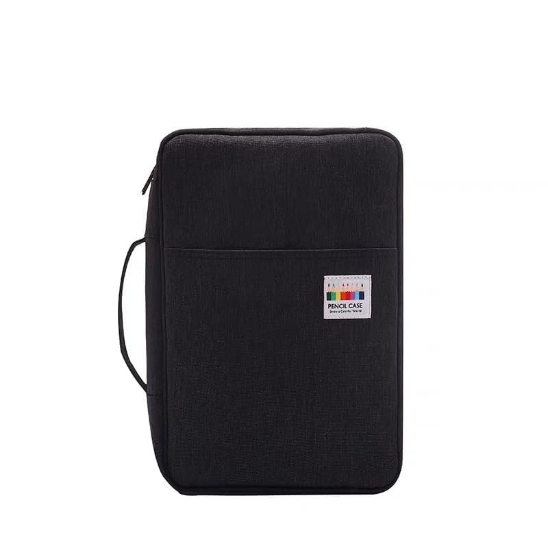 Eiyye Portable Colored Pencil Case Large Capacity Zippered Pencil Holder, Holds 166 Pencils & Gel Pens, Pen not included(Black)