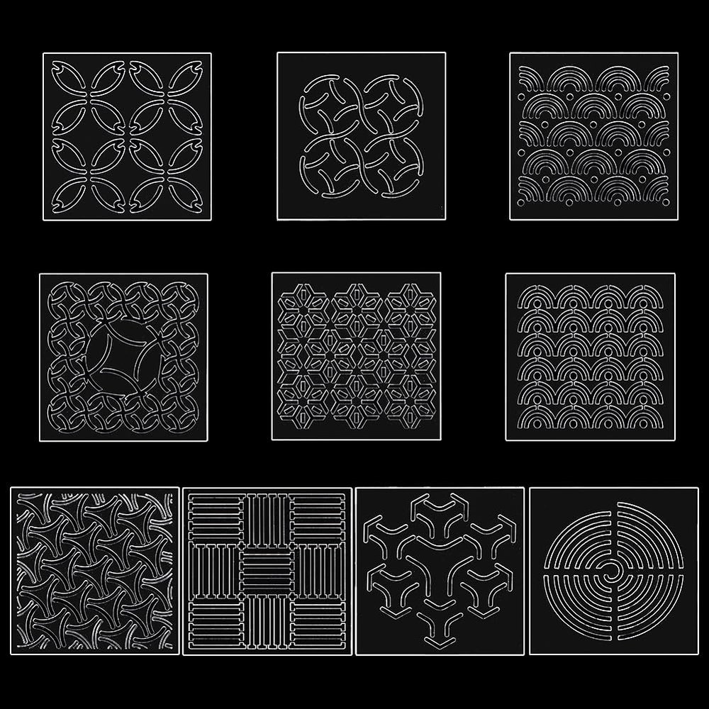 FREEBLOSS 10Pcs Acrylic Sashiko Stencils Acrylic Drawing Line Template for Hand Quilting Sashiko Patterns Templates Embroidery Stencils for Hand Sewing Lovers 4.7 * 4.7inch
