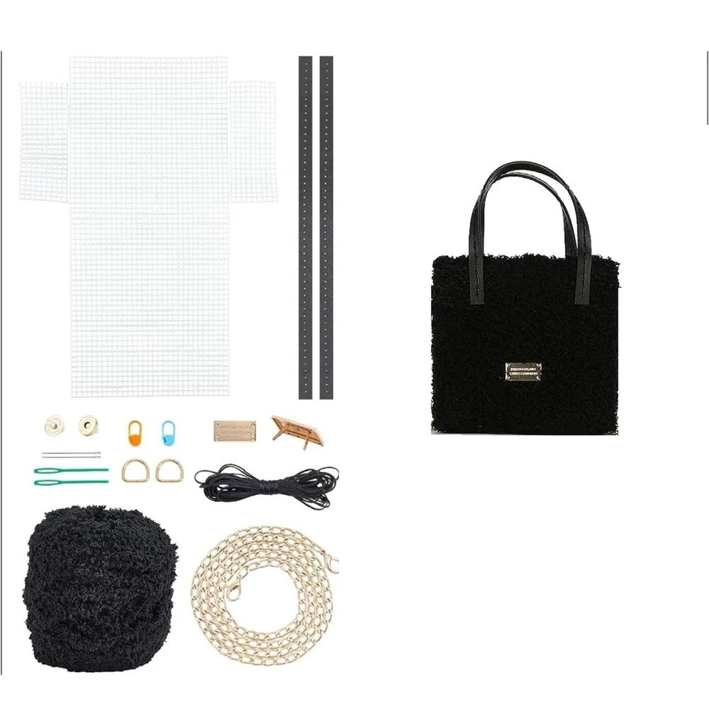 LNJMRU 18pcs DIY Knitting Crochet Bags Kit Hand-Knit Woven Bag Making Tool Cross Stitch Mesh Plastic Canvas Sheets Set Handmade Bag(Color-A)