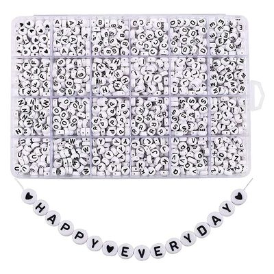 8KLANMMQ 1200Pcs Letter Beads Sorted Alphabet Beads White Letter Bead Kit Round Letter Beads for Jewelry Making with Plastic Box (Color : A Size : One Size)