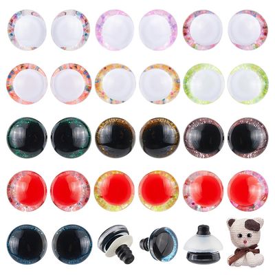 SUPERFINDINGS 32Sets 16Colors Glitter Safety Eyes for Crocheting 3D Cat Eyes 18mm Stuffed Crochet Animal Eye Craft Safety Eye for Amigurumi Animals Doll Craft Halloween Decoration