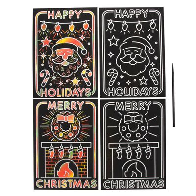 Fun Express Creative Magic Color Scratch Cardstock Christmas Lights Posters - 5" x 7" (Pack of 24) - Assorted Designs, Perfect Holiday Activity for Kids and Festive Crafting