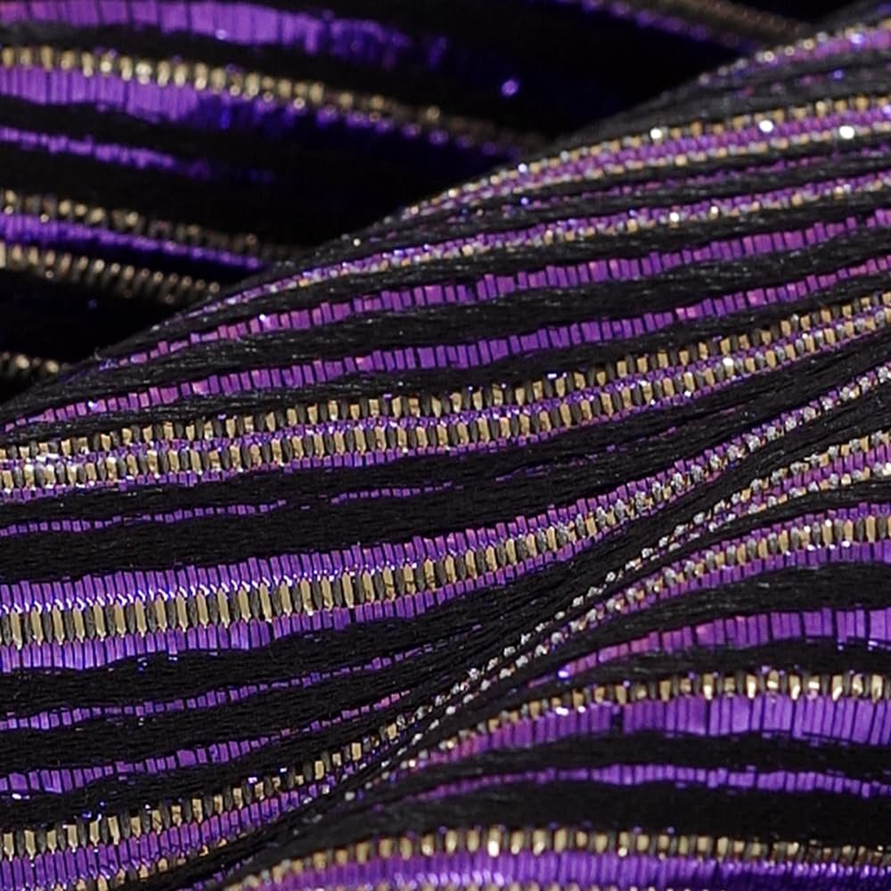 Yarn-Dyed Polyester Fabric, Shinny Luster, Metal Fabric, Purple Striped Pattern, 55" Width, for Dress, Skirt, Jacket, Home Decor, Craft by The Yard