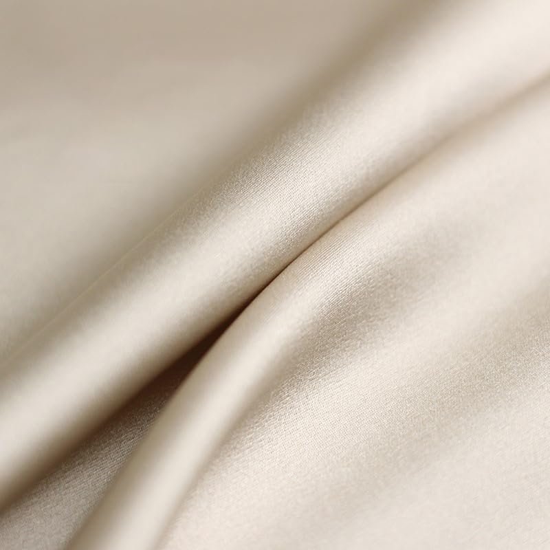 30 Momme 100% Pure Mulberry Silk Fabric Width 44" Charmeuse Fabric by 5 Yards Shiny Silk Fabric for Haute Couture, Evening Gowns, Sewing and CraftsKhaki