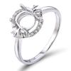 Lanmi Diamond Semi Mount Ring, 14K Solid White/Rose Gold Rings - Diamond Ring Settings without Stones, Natural Brilliant Diamond Oval Ring Base & DIY Ring Blanks For Jewelry Making(C600) view 2