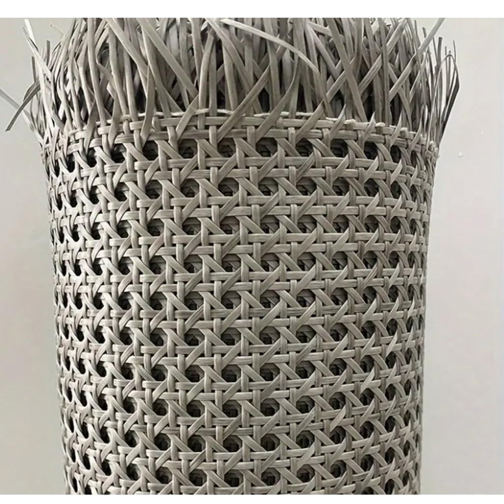 PE Plastic Rattan Cane Webbing for Caning Projects Hexagon Rattan Pressed Cane Webbing Sheet for Furniture Repair High Strength Weaving Rattan Material for Chair Cabinet Door Bed Decor(Gray,0.45x1m/18