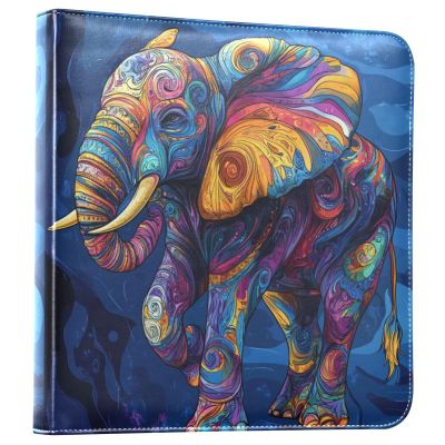 ALAZA Vintage Boho Elephant on Marble Background Photo Album Self Adhesive Scrapbook Album PU Leather Cover 3 Ring Binders Photo Book for Wedding Family Travel Memory