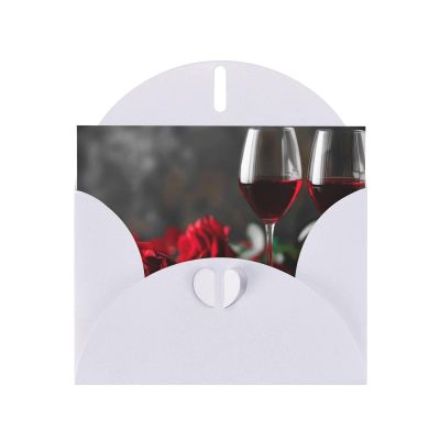 Blank Cards and Envelopes, red rose and wine romantic lovers decor, Blank Greeting Cards, Blank Cards for All Occasion - White