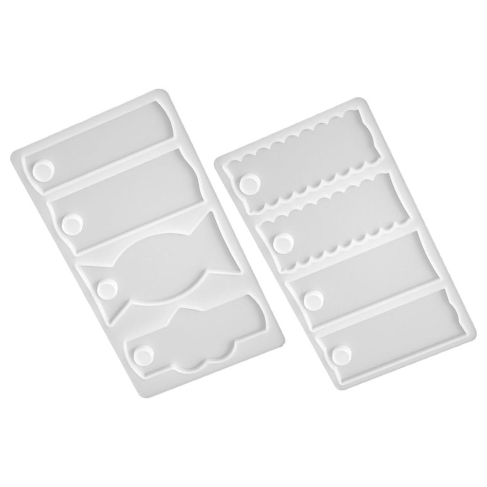 Anneome 2pcs Diy Silicone Name Plate Charm Pendant Mold Epoxy Casting Mold Craft Supplies