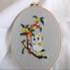 Aureate Embroidery Kits Handmade Floss DIY Linen Fabric Wall Art Home Decoration Needlepoint Needlework Wall Decor Art Craft kit Floral Kitten (No Hoop) view 2
