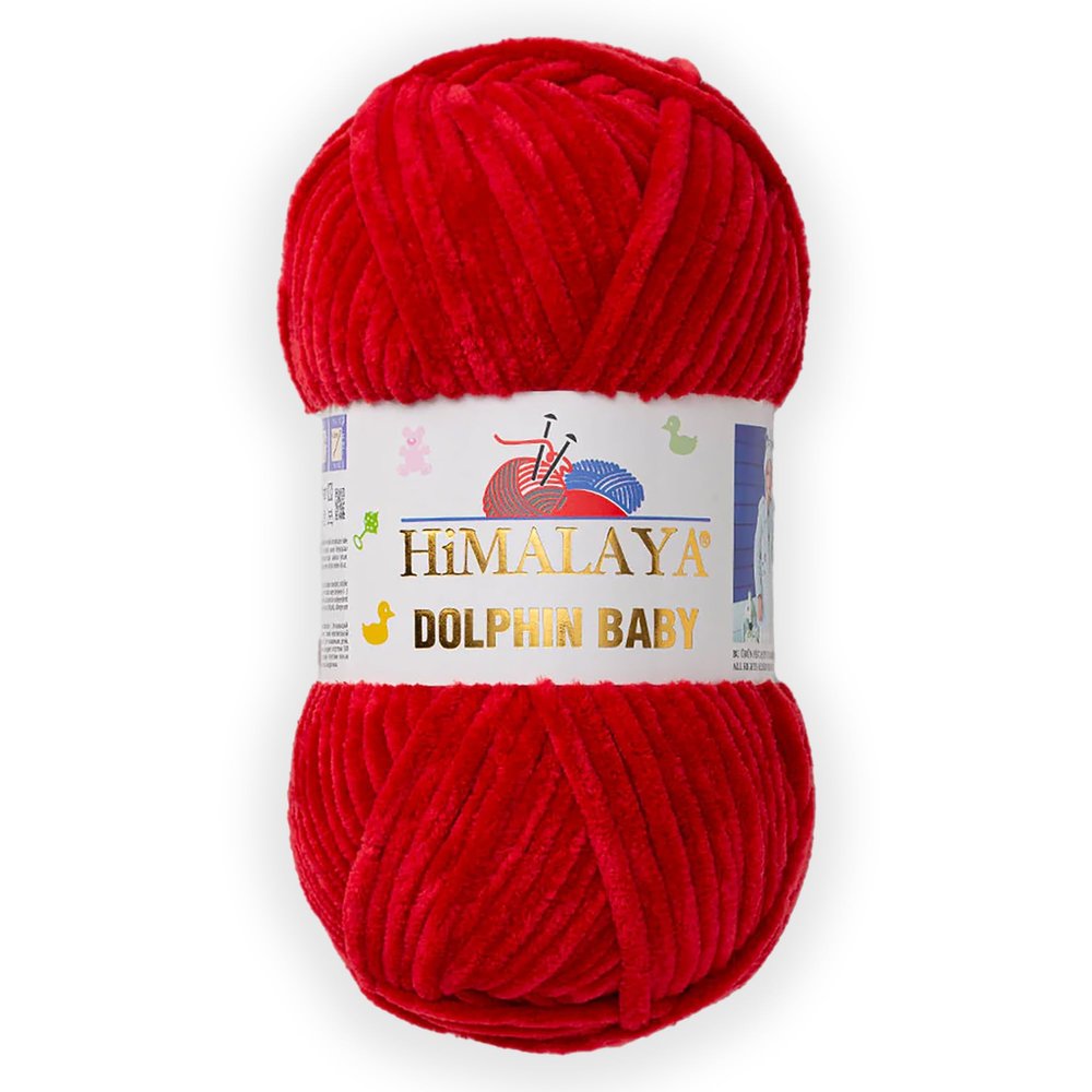 1 Skein/Pack Himalaya Dolphin Baby Chenille Yarn, Each Ball 100 gr (3.5 oz), 120 m (132 Yards), 100% Polyester, Super Bulky Baby Blanket Velvet Amigurumi Yarn, 80352 - Crimson