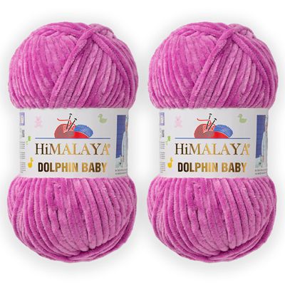 2 Skein/Pack Himalaya Dolphin Baby Chenille Yarn, Each Ball 100 gr (3.5 oz), 120 m (132 Yards), 100% Polyester, Super Bulky Baby Blanket Velvet Amigurumi Yarn, 80356 - Thistle