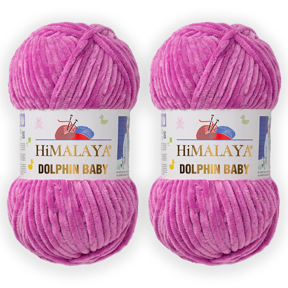 2 Skein/Pack Himalaya Dolphin Baby Chenille Yarn, Each Ball 100 gr (3.5 oz), 120 m (132 Yards), 100% Polyester, Super Bulky Baby Blanket Velvet Amigurumi Yarn, 80356 - Thistle