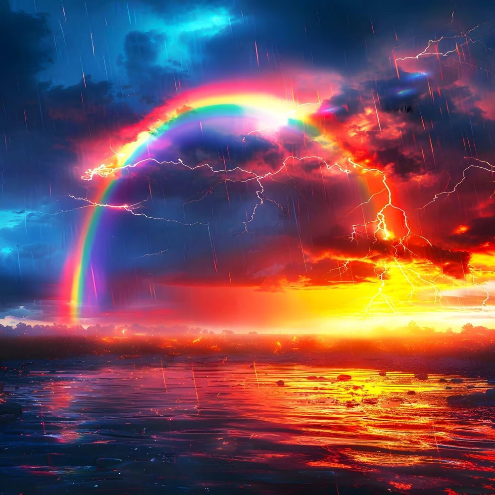 CVURMFH 5D Diamond Art Kits for Adults Beginners, Lightning Rainbow Diamond Art, DIY Full Round Drill Nature Diamond Painting Kits for Adults 12x16 Inch