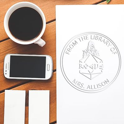 Custom Book Plate Embossing Seal for RPG Gamers | Hybrid Figurine of Wondrous Power Design | Personalized Ex Libris Book Embosser | Custom-Made Bookplate Maker Seal for Character Sheets