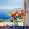 Bouquet On Windowsill Cross Stitch Kit, 16x20 Inches Unframed, DIY Embroidery Art, Floral Home Decor, Premium Cotton Threads, Elegant Flower Design view 1