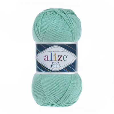 2 Skein/Pack Alize Diva Plus Yarn, Each Ball 100 gr (3.5 oz), 220m (241 Yards), 100% Microfiber Acrylic, Silky and Mercerized Effect, Knitting and Crochet Yarn for Blanket, Amigurumi, 15 - Turquoise