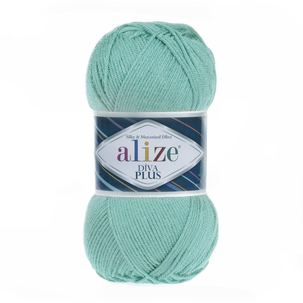 2 Skein/Pack Alize Diva Plus Yarn, Each Ball 100 gr (3.5 oz), 220m (241 Yards), 100% Microfiber Acrylic, Silky and Mercerized Effect, Knitting and Crochet Yarn for Blanket, Amigurumi, 15 - Turquoise
