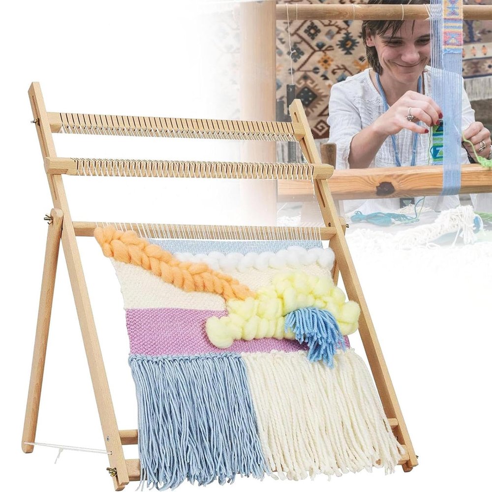 MTTXY Large Weaving Loom - 64 x 49cm Multi-Craft Extra Large Lap Frame Looms Weaving Kit DIY Weave Loom Set, Adjustable Hand Weaving Knitting Loom Kits for Adults Beginners