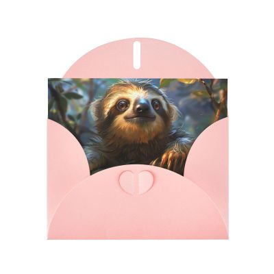 Blank Cards and Envelopes, Cute Sloth, Blank Greeting Cards, Blank Cards for All Occasion - Pink